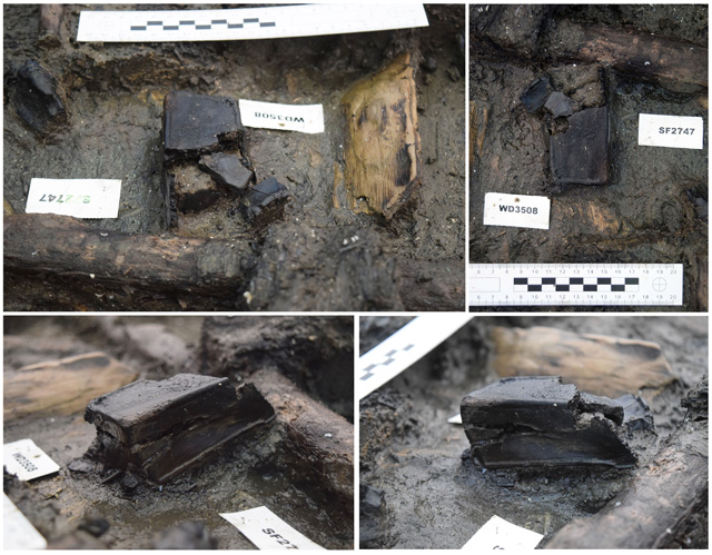 Image showing the wooden box from multiple angles. To our knowledge this is the only example known from a British Bronze Age site.