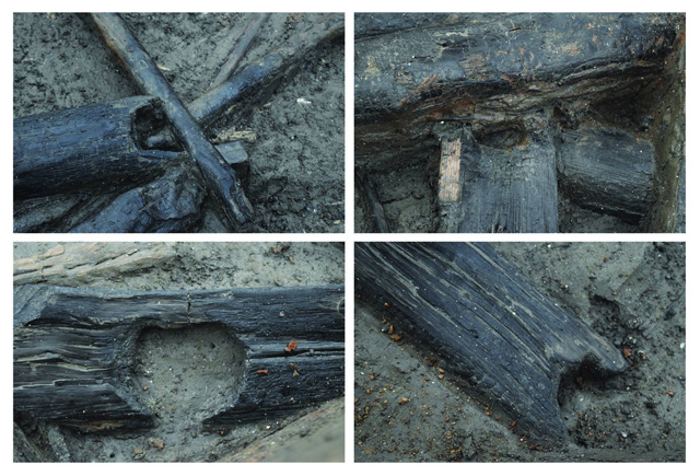 Compilation image showing the substantial joints associated with the walls plates. These acted as a foundation for the walls.